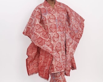 Handmade Adire 2 Piece Set | African Tie-Dye Blouse with Side Flaps & Straight Cut Trousers | Women's Co-ord | Nigerian Two-Piece Outfit