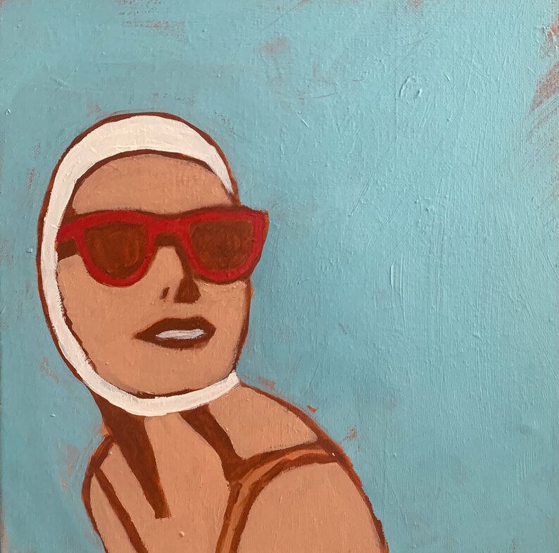 Retro Beach Art Vintage Pinup Coastal Decor Beach House Etsy