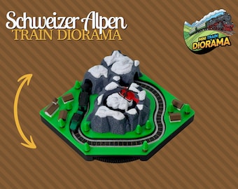 Mini Train Diorama - &quot;Swiss Alps&quot; - Cute mini model train as a gift, fidget toy, paperweight for all train fans