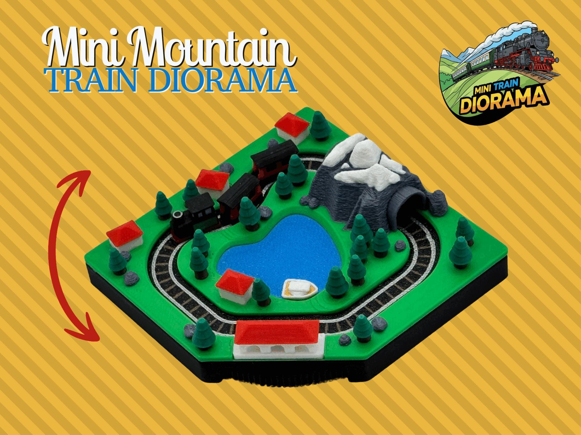 Mini Train Diorama - "Mini Mountain" - Cute mini model train as a gift, fidget toy, paperweight for all train fans