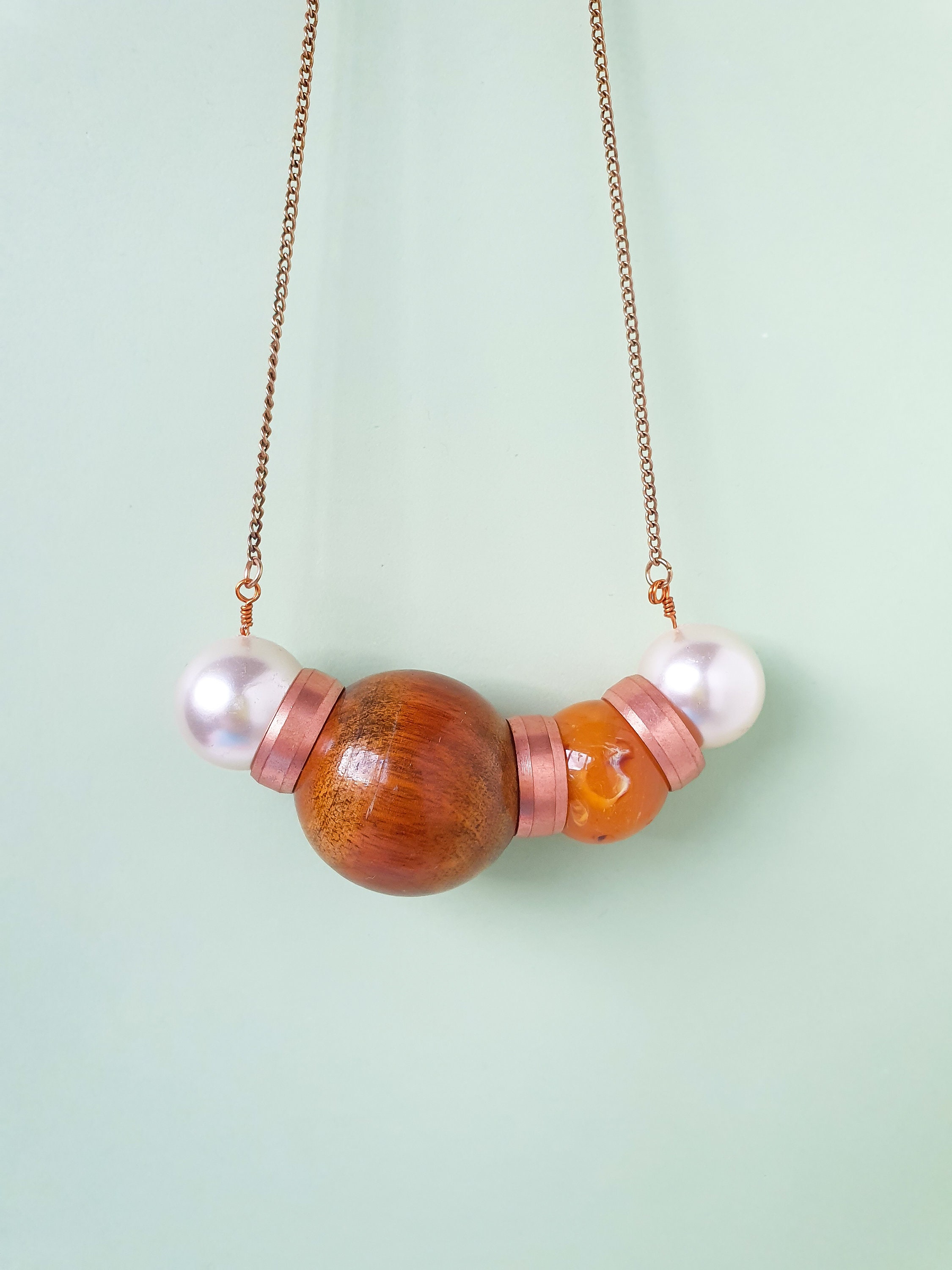 Mojo Jewels Beaded Necklace / Industrial Statement Necklace / Rose Gold