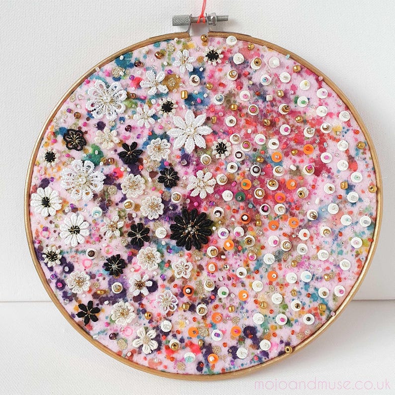 Flora 1.0, 2020 – Original Hand Embroidery Art, Beaded Floral ...
