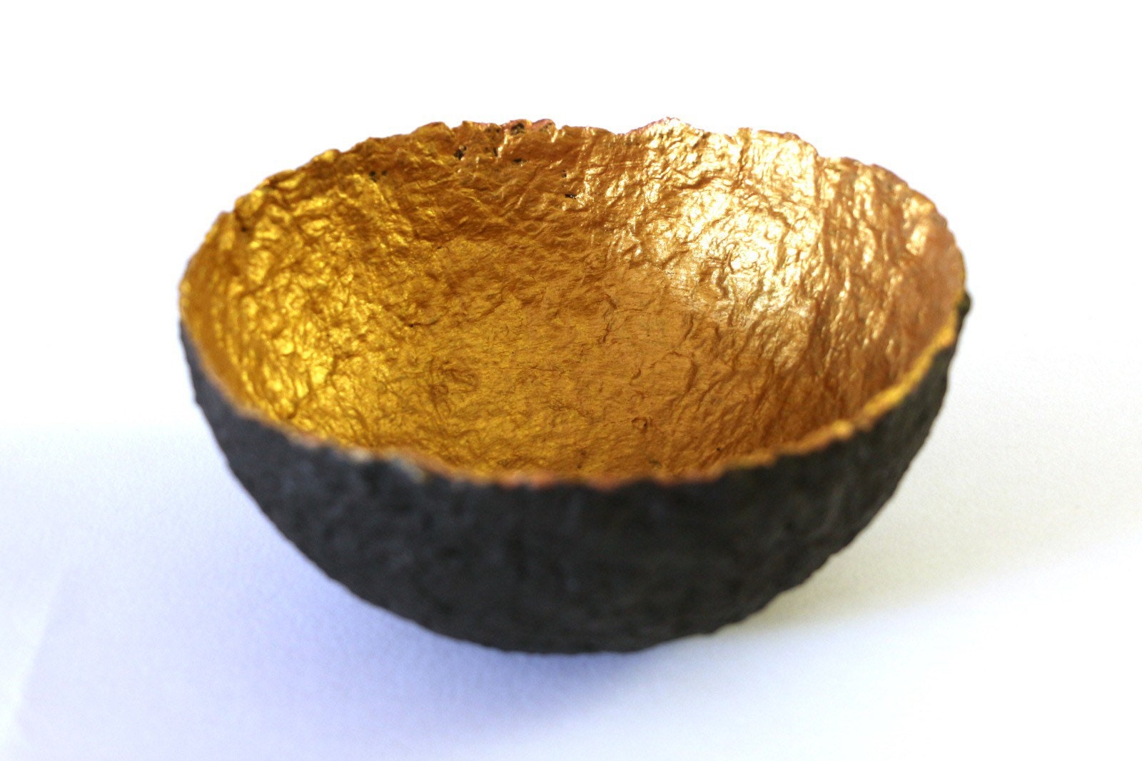 Gold and Black Papier Maché Bowl Etsy UK