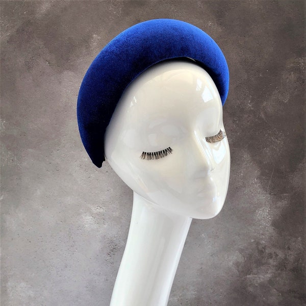 Royal Blue Velvet extra breit gepolstertes Stirnband, Samt Kopfschmuck, 7 cm breit, Bump Stirnband