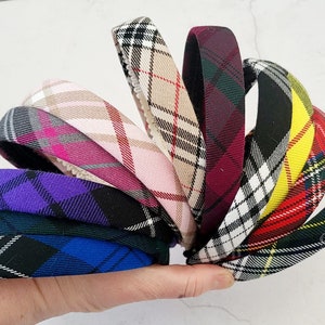 Tartan Karo kariertes Stirnband, Flaches Haarband, 2 cm breit, Strumpffüller