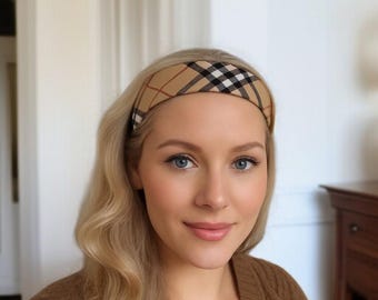 Vintage Burberry Head Band, Plaid Hair Accessory, English  display picture 3