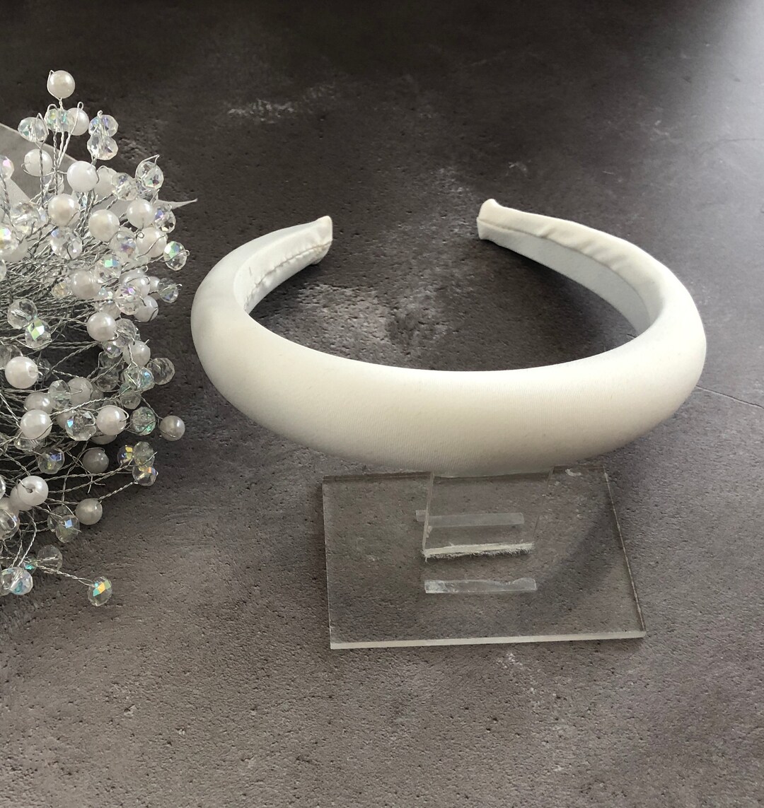 Ivory Duchess Satin Padded Headband, Bridal Hair Accessory - Etsy UK