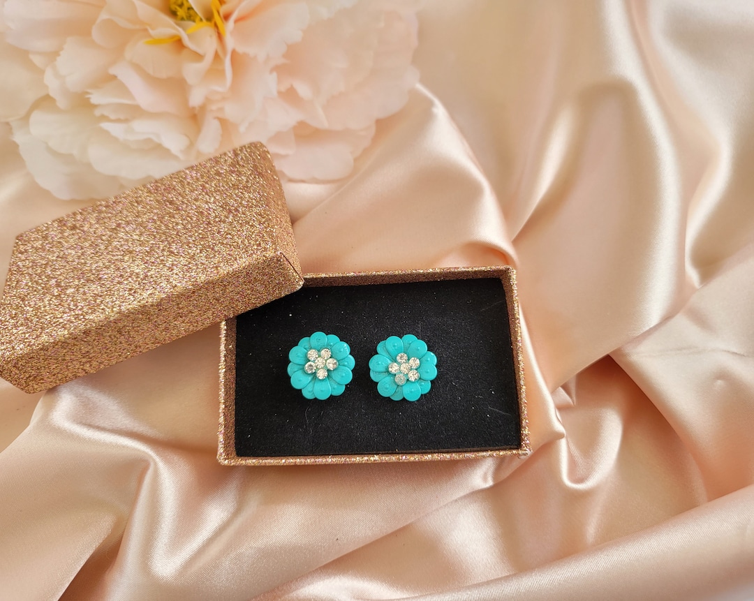 Ohrringe Ohrstecker 925 Sterling Silber Blume mit Kristall in
