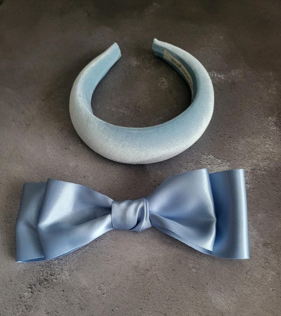 Blue Satin Back Bow Headband Fascinator, With a Padded  display picture 3