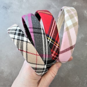 Tartan Karo Alice Bands, karierte Stirnbänder, Haarband, 2 cm breit, Mix color 4er Pack