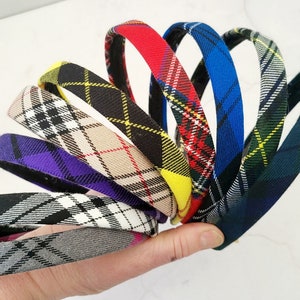 Tartan Karo kariertes Stirnband, Flaches Haarband, 1,5 cm breit, Strumpffüller