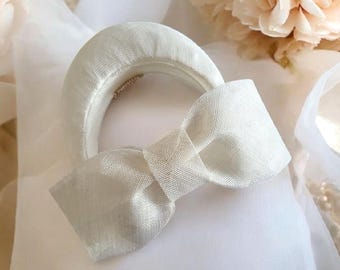 Ivory Back Bow Headband Fascinator – Elegant Halo Style Races Hat