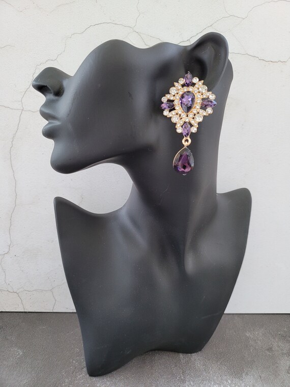 Clip on diamante drop best sale earrings