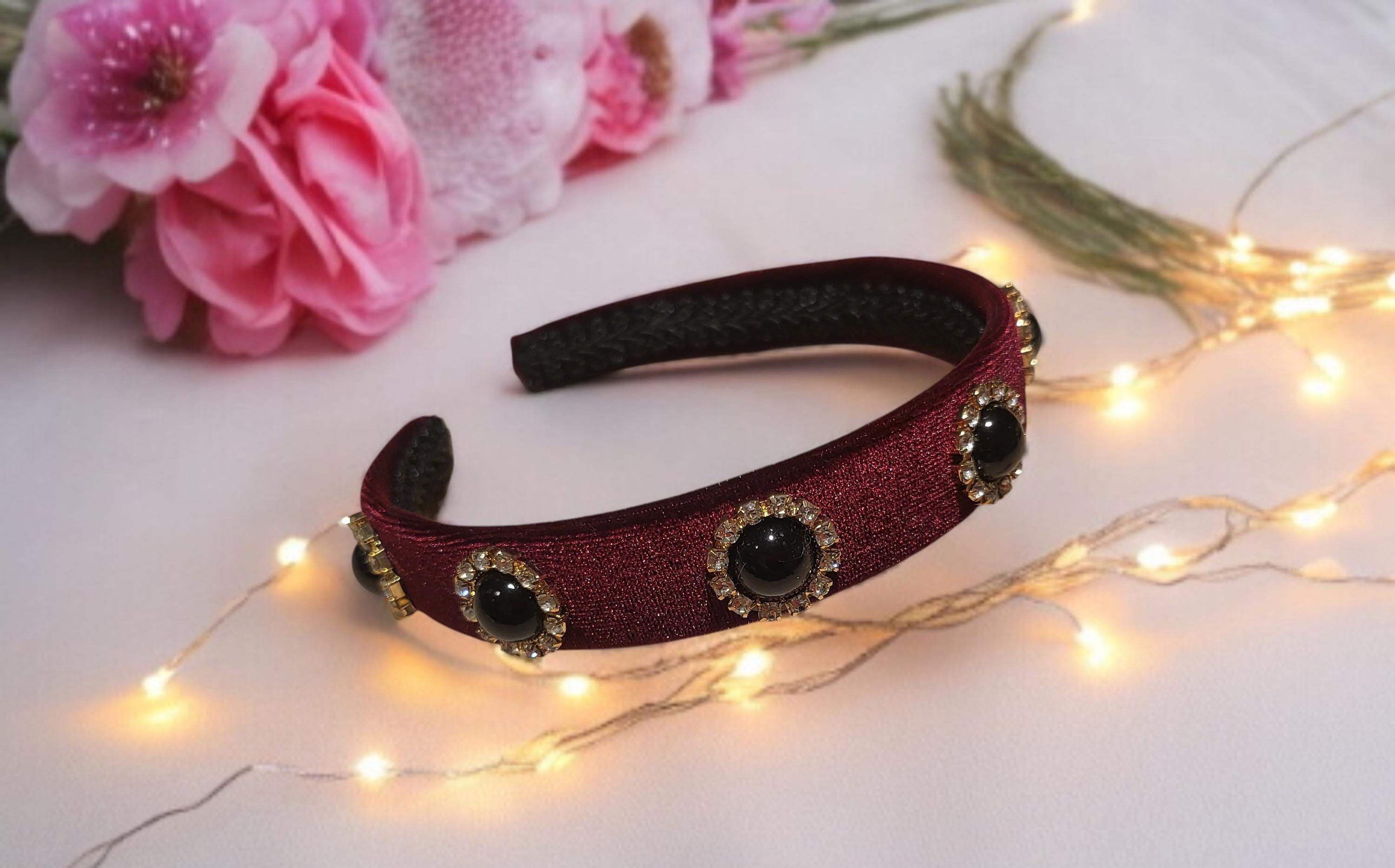 Whimsically Jewelled Head Band Amazon.com : HSWE Padded Rhinestone Headband Bejewelled  main image 2