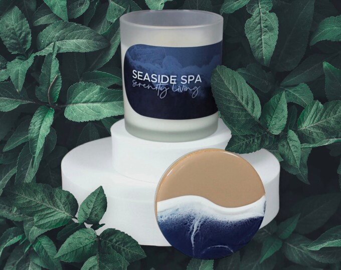 Scented Soy Candles with Ocean Lids - Seaside Spa