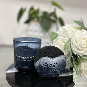 Caribbean Sea Scented Soy Candle with Ocean  Lid