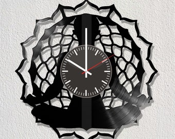 Horloge murale disque vinyle méditation, idée cadeau, décoration maison