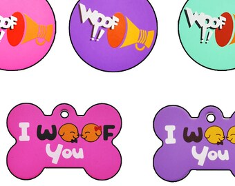 Dog Tag, Cat Tag, Pet Tag, Dog ID Tag | Personalized Dog Tags for Dogs | Custom Dog Collar Tag | Pet ID Tag | Woof Slogan Collection