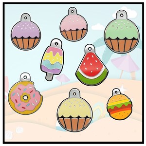 Pet Dog Tag, Dog ID Tags | Engraved Pet Dog ID Tag | Personalized Dog Tag for Dogs | Food Summer Dessert Designs