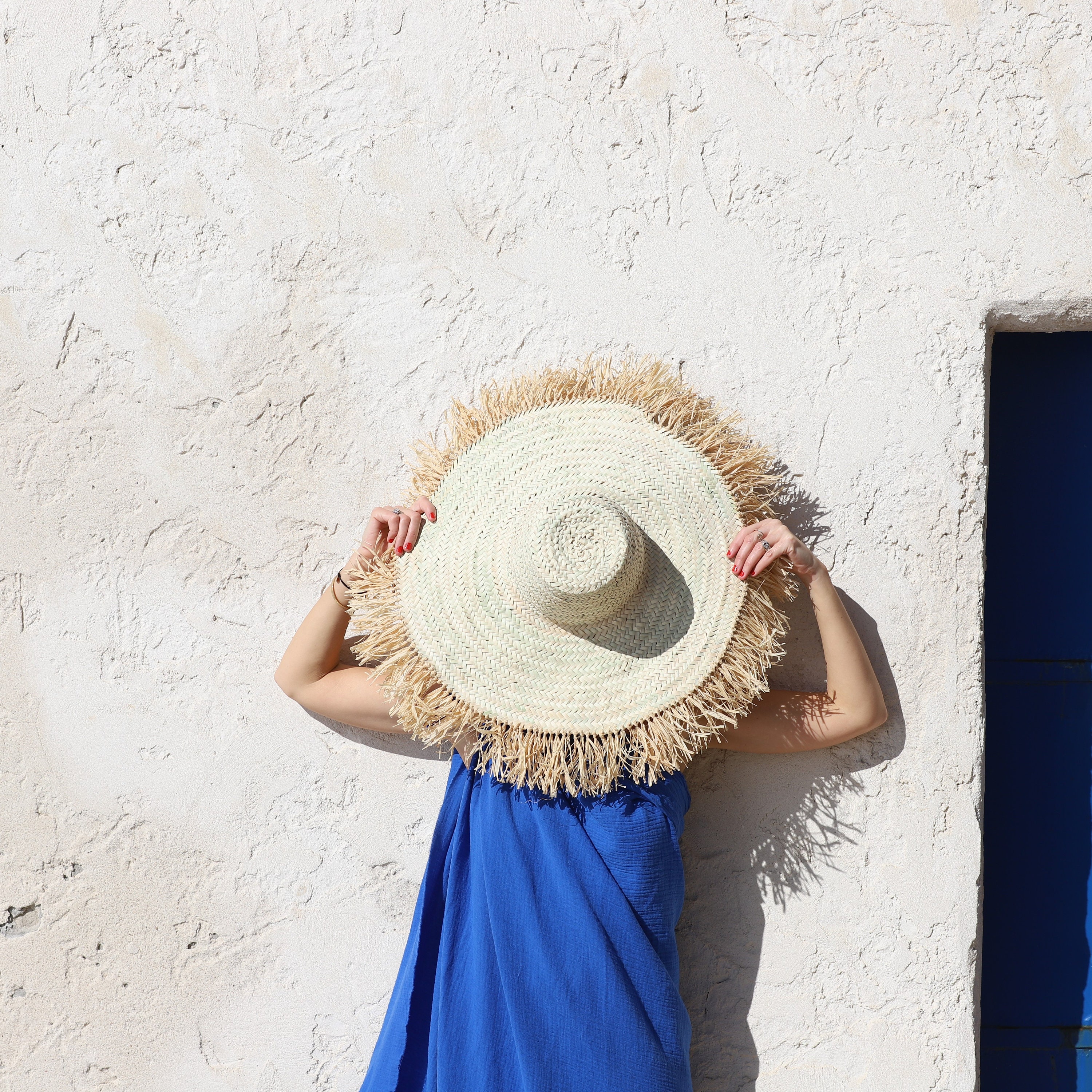 Chapeau Marocain en Raphia et Paille Tressé de Décoration - Xl