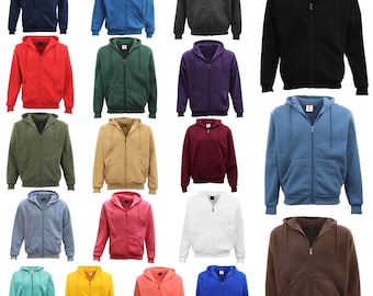 Adult Unisex Zip Plain Fleece Hoodie Hooded Jacket Mens Sweatshirt Jumper Xs-6xl