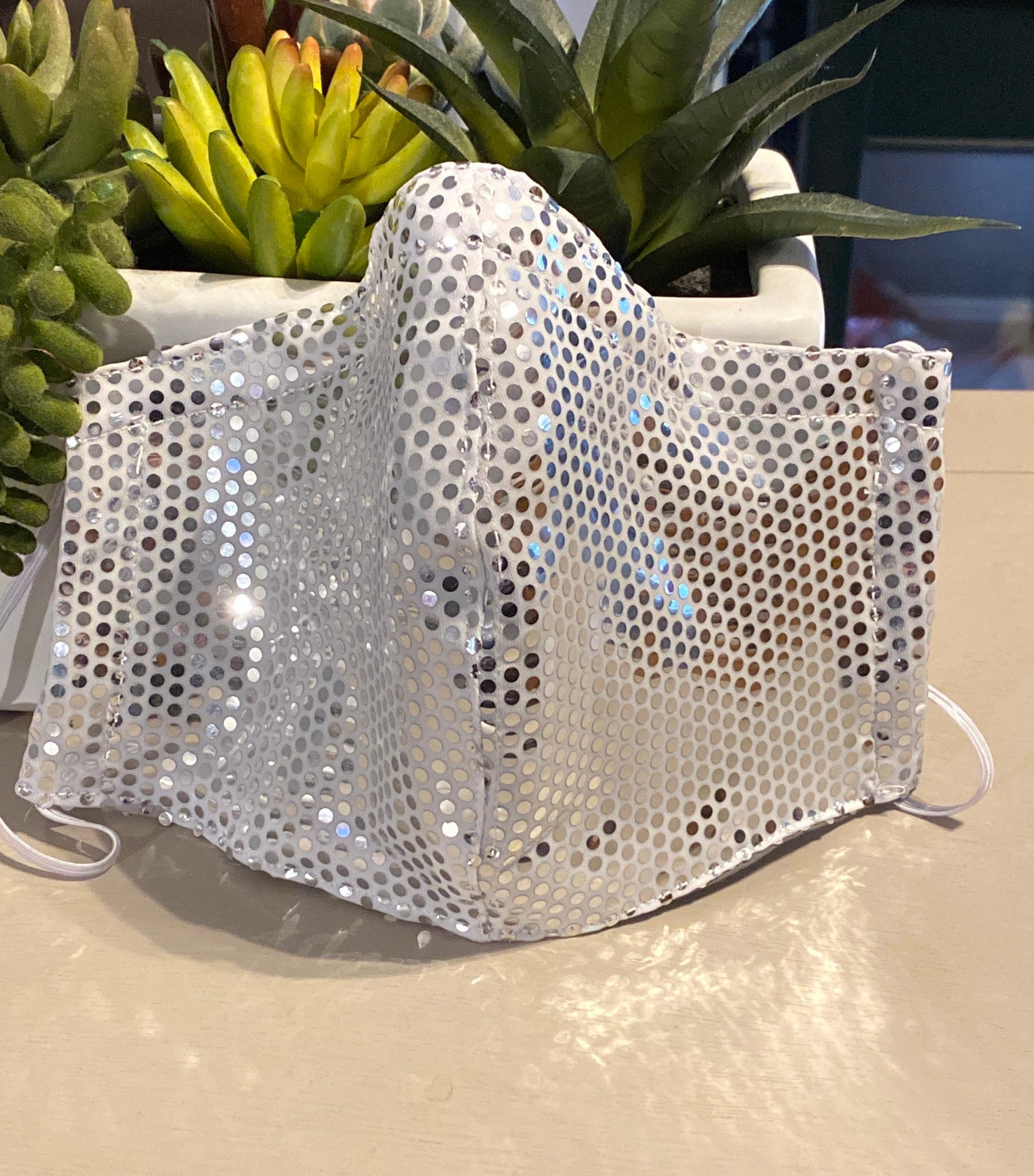 Disco ball MaskSilver Face Masksparkle face maskadjustable Etsy