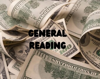 May include: A collection of overlapping United States one hundred dollar bills featuring the portrait of Benjamin Franklin, with the bold black text GENERAL READING centered prominently across the layered paper currency.