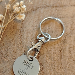 Einkaufswagenchip personalisiert für Paare, Schlüsselanhänger Familie, Wagenchip mit Namen, praktische Geschenkidee mit indivueller Gravur
