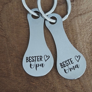 Persoonlijke winkelwagenoplosser Beste oma, beste opa winkelchip-sleutelhanger roestvrij - cadeau-idee voor Kerstmis