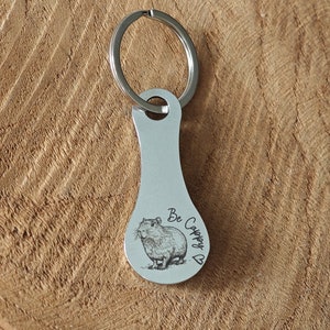 Capybara shopping trolley release key fob, practical gift, Be Cappy