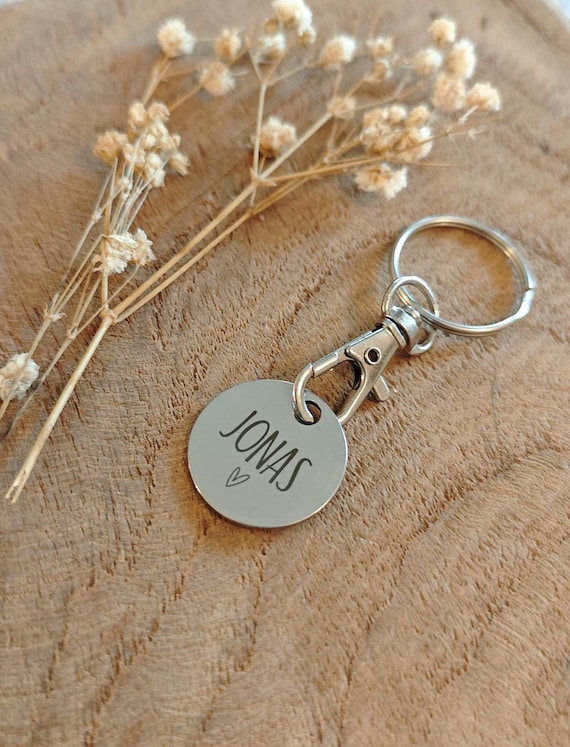 Einkaufswagenchip personalisiert mit Namen, Schlüsselanhänger Wagenchip Vorname, Kleinigkeit für Adventskalender, praktische Geschenkidee