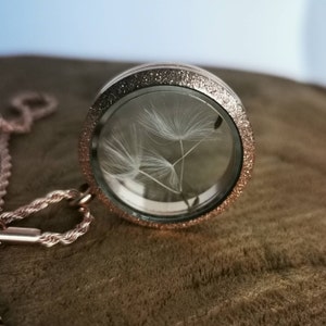Collana dente di leone portafortuna catena dente di leone oro rosa satinato - alta qualità, lunghezza 50 cm