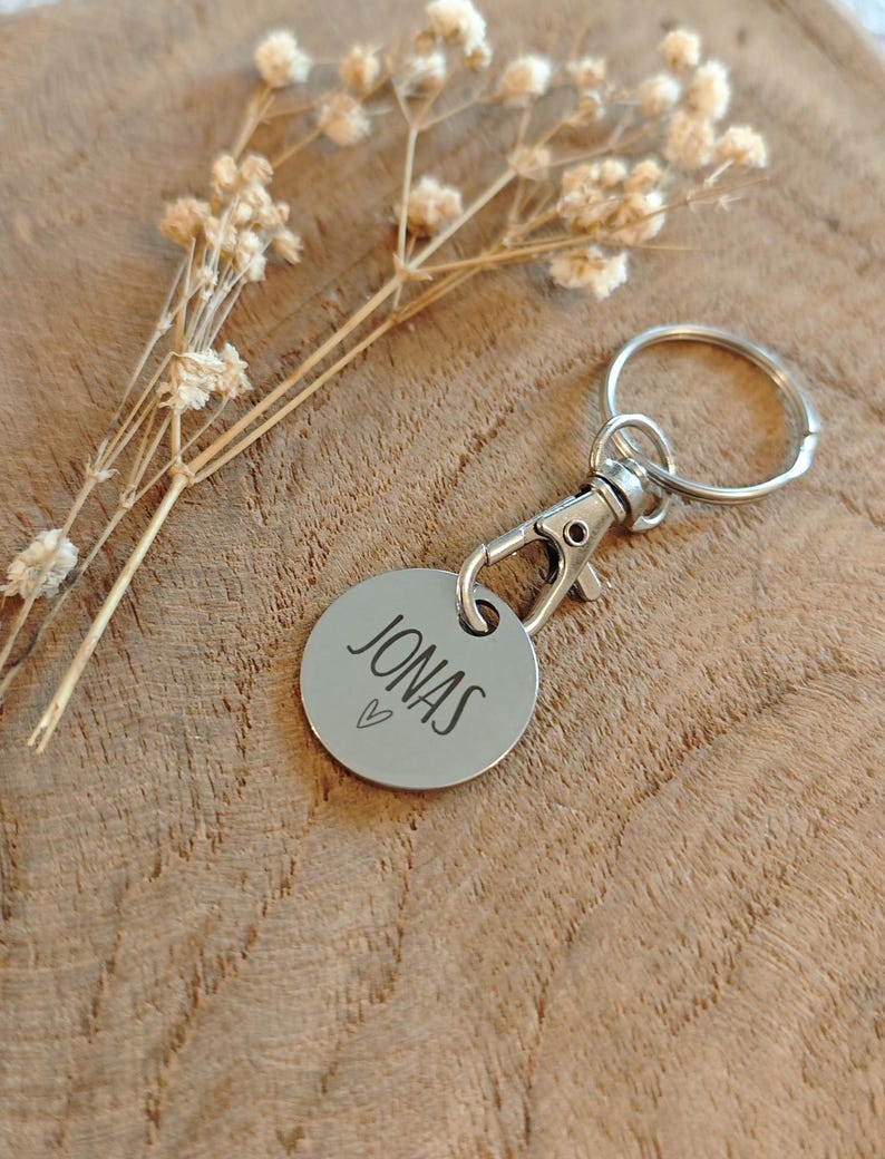 Wagenchip aus Metall, 1€ Ersatz für Einkaufswagen, mit persönlicher individueller Namensgravur, praktisches Ostergeschenk