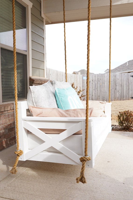Hanging Porch Swing Bed, Outdoor Swing Bed With Canopy