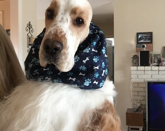 Handmade Dog Snood (dog ear protector / dog ear cover). Various patterns. English Cocker Spaniel size (other sizes on request)