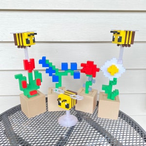 Pixelated Flower and Bee