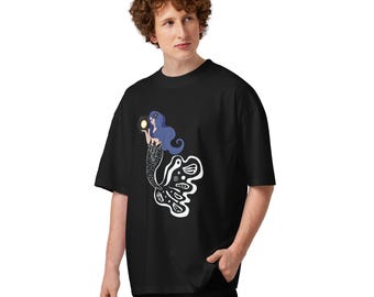 SAMPLE SALE*** Galactic Mermaid unisex organic oversized high neck t-shirt