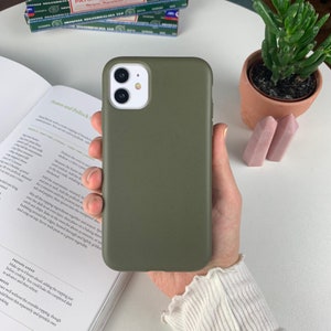 Coque de portable 100 % biodégradable écologique et végétalienne Coque pour iPhone XR, Coque iPhone 8, iPhone 7, Coque iPhone X Xs, 7 8 Plus, XS Max, iPhone 6 6S, SE 2020 Army Green