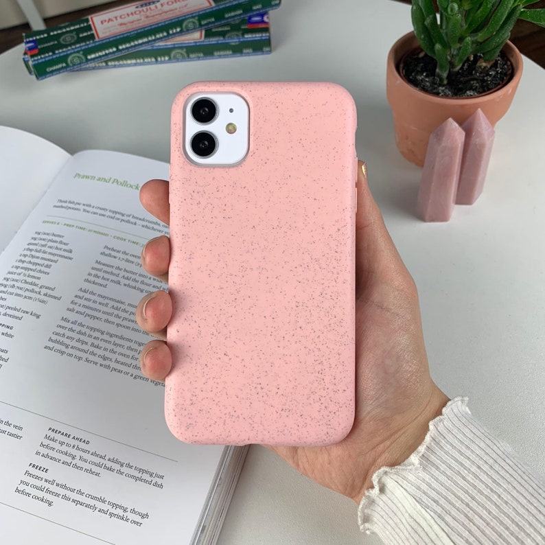 Eco Vegan 100% Biodegradable Phone Case iPhone XR Case, iPhone 8 Case, iPhone 7, iPhone X Xs Case, 7 8 Plus, XS Max, iPhone 6 6S, SE 2020 Blush Pink