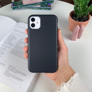 Coque de portable 100 % biodégradable écologique et végétalienne Coque pour iPhone XR, Coque iPhone 8, iPhone 7, Coque iPhone X Xs, 7 8 Plus, XS Max, iPhone 6 6S, SE 2020 Coal Black