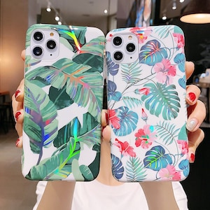 Reflective Floral Leaf For Phone 11 Case, iPhone XR Case, iPhone 8 Case, iPhone SE 2020 Case, iPhone Case, iPhone 7 8 Plus, iPhone X XS Case