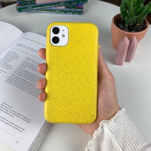 Eco Vegan 100% Biodegradable Phone Case iPhone XR Case, iPhone 8 Case, iPhone 7, iPhone X Xs Case, 7 8 Plus, XS Max, iPhone 6 6S, SE 2020 Custard Yellow