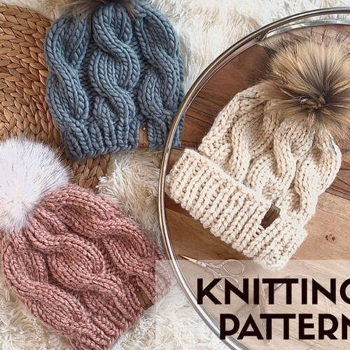 Hat Knitting Pattern Cable Knit Beanie Pattern Beanie Etsy