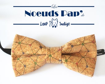 Cork bow tie for adult "The Nineteen" - Blue/red/green patterns - Immediate shipment