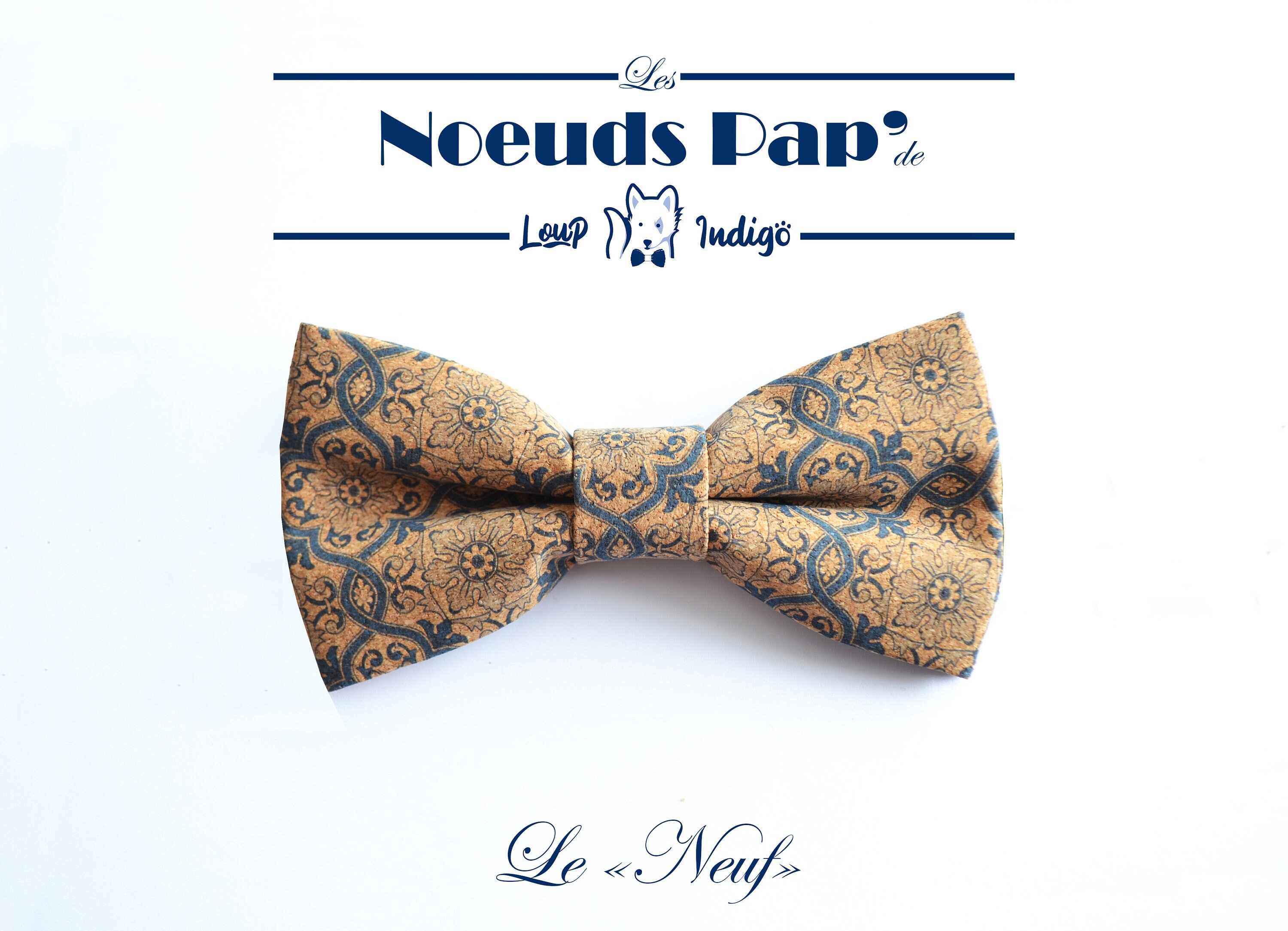 Cork Bow Tie for Adult le Neuf Blue/grey 