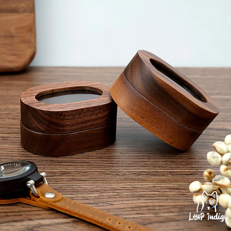 Walnut wooden box for window wedding rings White Oval shape Wedding Immediate shipping image 7