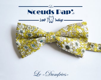 Noeud papillon en coton pour adulte "Le Dumfries" - Motifs floral jaune - Envoi immédiat