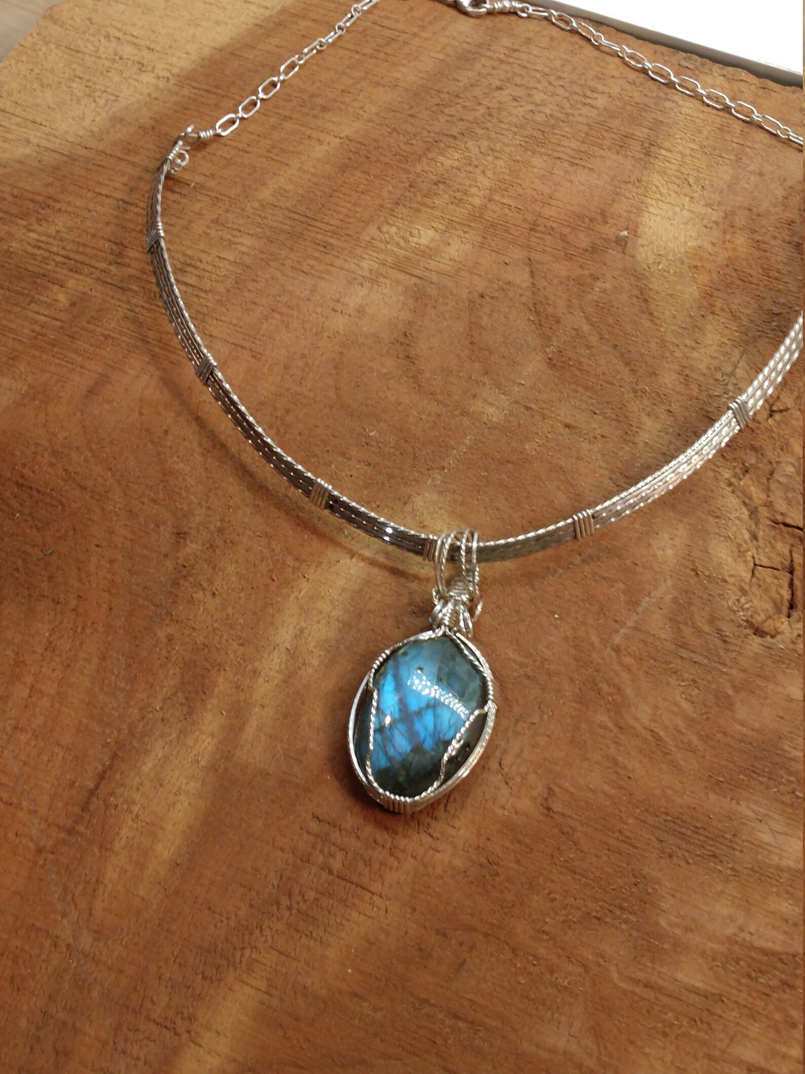 Sterling Silver Wire Wrapped Choker Necklace With Wire Wrapped Etsy