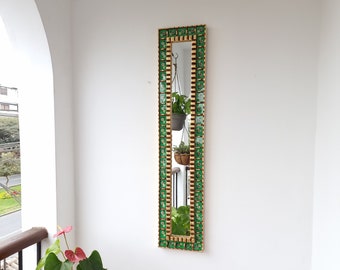 Specchi peruviani " Columnero Mosaico verde 100cm "- Decorazione d'interni - Specchio da parete - Decorazione per la casa - Specchi decorativi