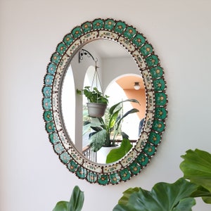 Beautiful Turquoise Mirror 70cm Oval -Interior decoration - Wall mirror - Home decoration - Decorative mirrors - Peruvian Crafts